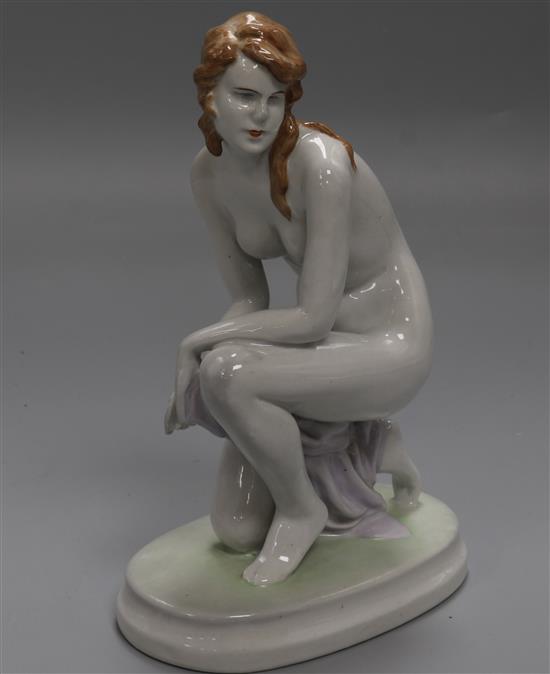 A Zsolnay ceramic model of a nude height 22cm